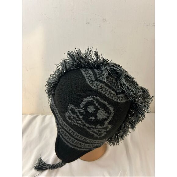 Mohawk Children’s place hat black gray Skull Cap 8+ - Picture 2 of 7
